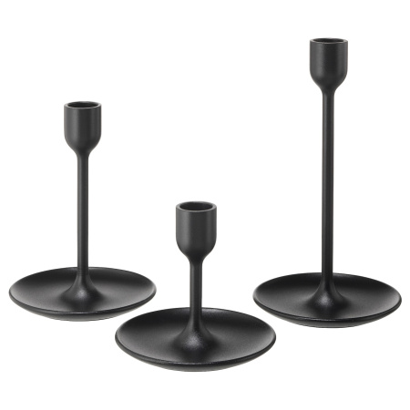 Подсвечники «Ikea» Fulltalig, черные, 3 шт