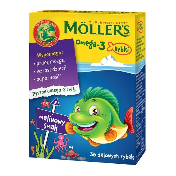 БАД «MOLLERS» Омега-3,с малиновым вкусом, 36шт