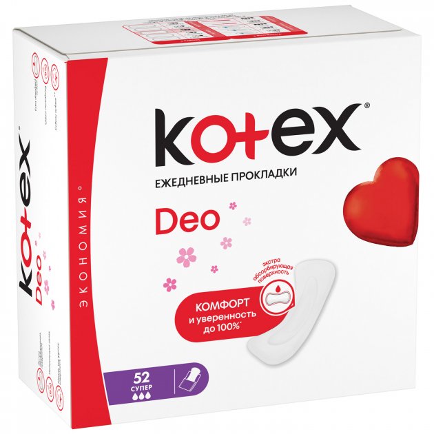 Прокладки «Kotex» Deo, Super, 52 шт