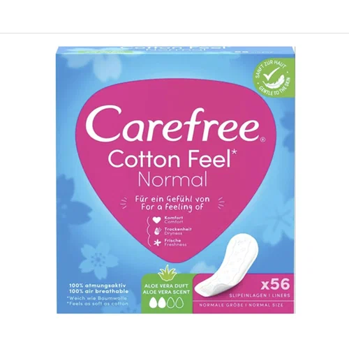 Прокладки ежедневные «Carefree» Cotton Feel Normal, Aloe Vera, 56 шт