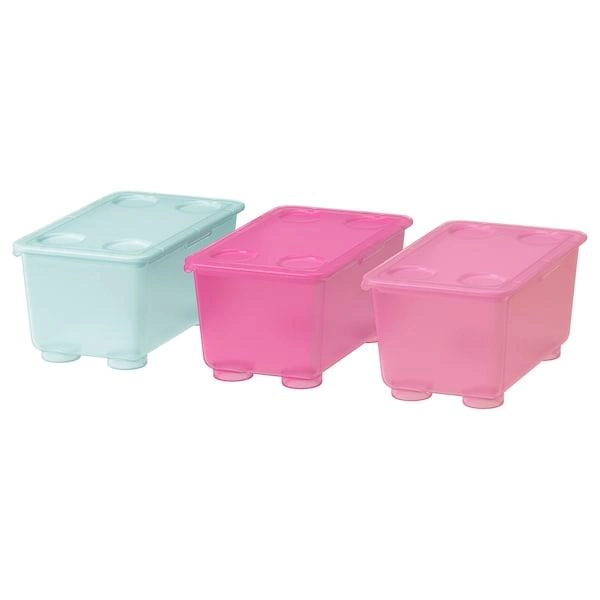 Коробка с крышкой «Ikea» Glis, розовый/бирюзовый, 17x10 см