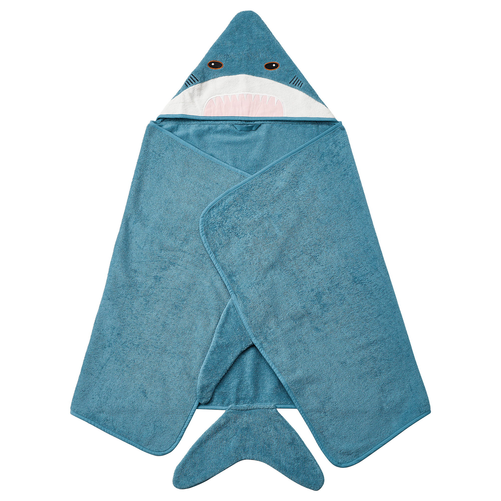 Полотенце с капюшоном «Ikea» Blavingad, 905.284.41, Акула/ сине-серового цвета, 70х140 см
