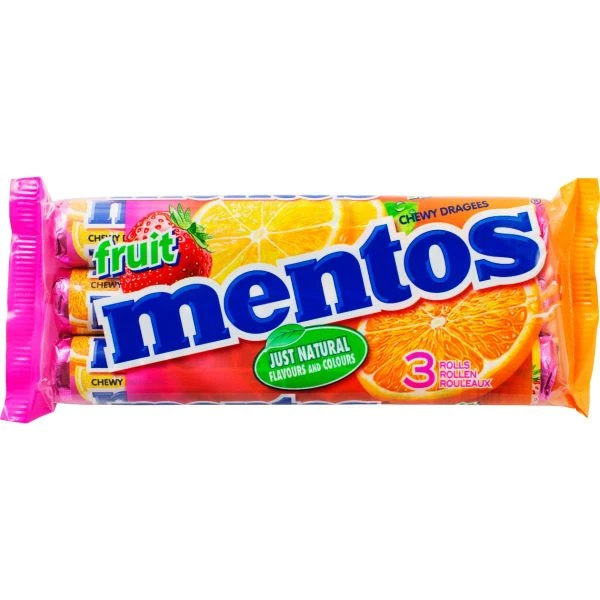 Конфеты жевательные «Mentos» Fruit, 3 x 38 г