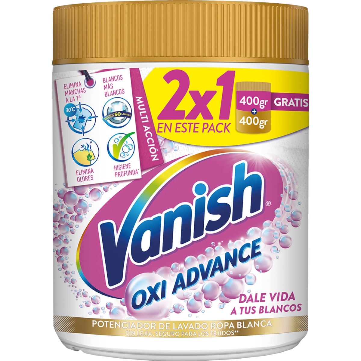 Пятновыводитель «Vanish» Oxi Advance, белый, поршок, 400 г + 400 г