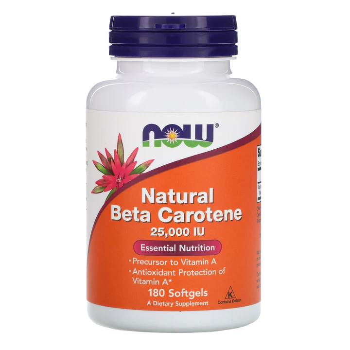 БАД «Now Foods» Natural Beta Carotene 25.000 IU, 180 капсул