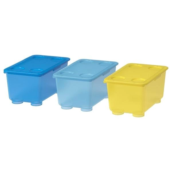 Коробка с крышкой «Ikea» Glis, желтая/синяя, 17x10 см