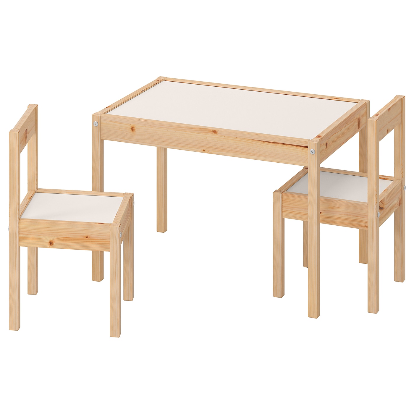 Стол детский с 2 стульями «Ikea» Латт, белый/сосна, 501.784.11