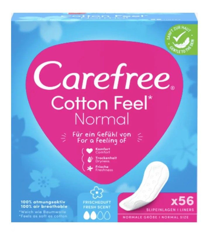 Прокладки ежедневные «Carefree» Cotton Feel Normal, Fresh, 56 шт