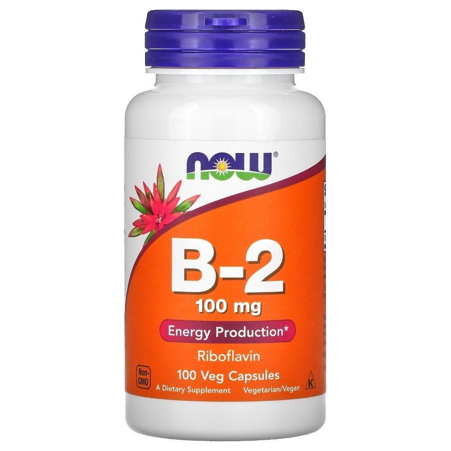 БАД «Now Foods» B-2 100 mg, 100 Veg капсул