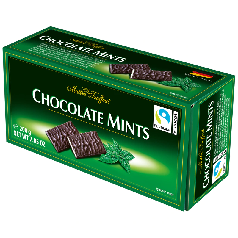 Шоколад «Maitre Truffout» Chocolate Mints, с мятной начинкой в пластинках, 200 г
