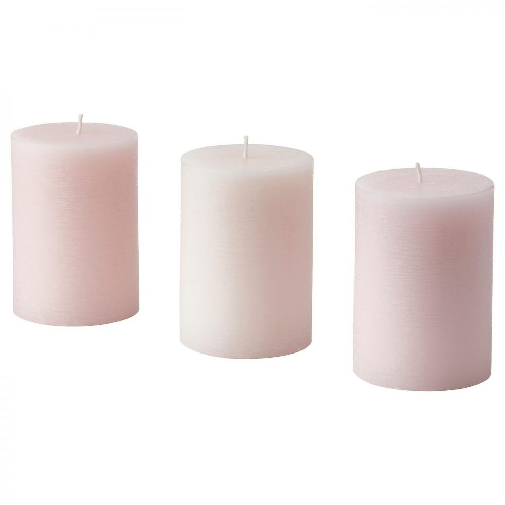 Свеча ароматическая «Ikea» Lugnare, жасмин, розовый, 3 шт